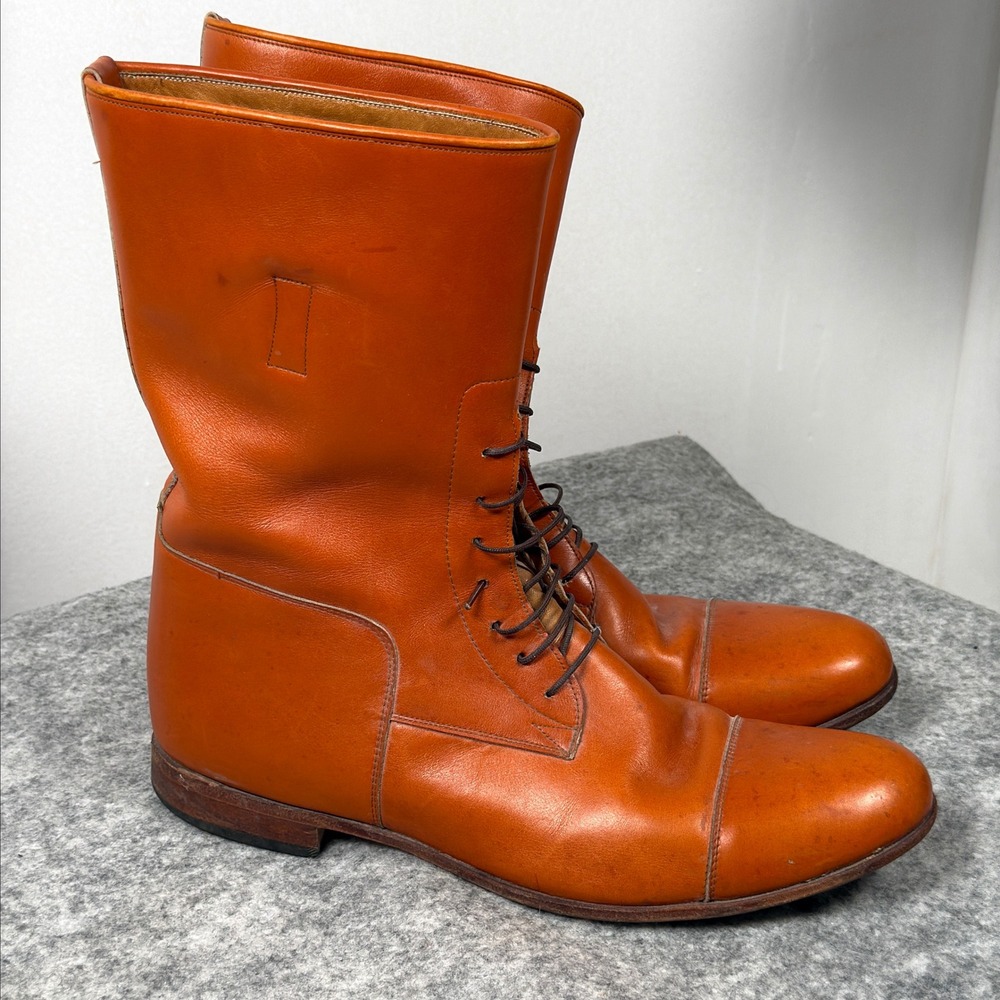 Der-Dau Field Boots Custom Handmade Leather Equestrian Riding Lace Up Cap Toe 12